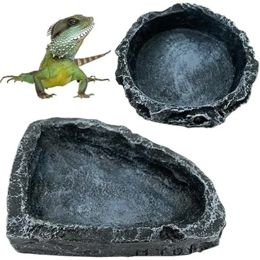 2 Pack Reptile Feeding Dish Corner Bowl, Reptile Water Dish Food Bowl, Reptile